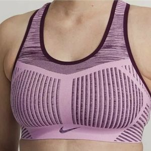 NIKE WOMENS FLYKNIT HIGH SUPPORT NON PADDED TRAINING BRA PURPLE #AJ4047-680.